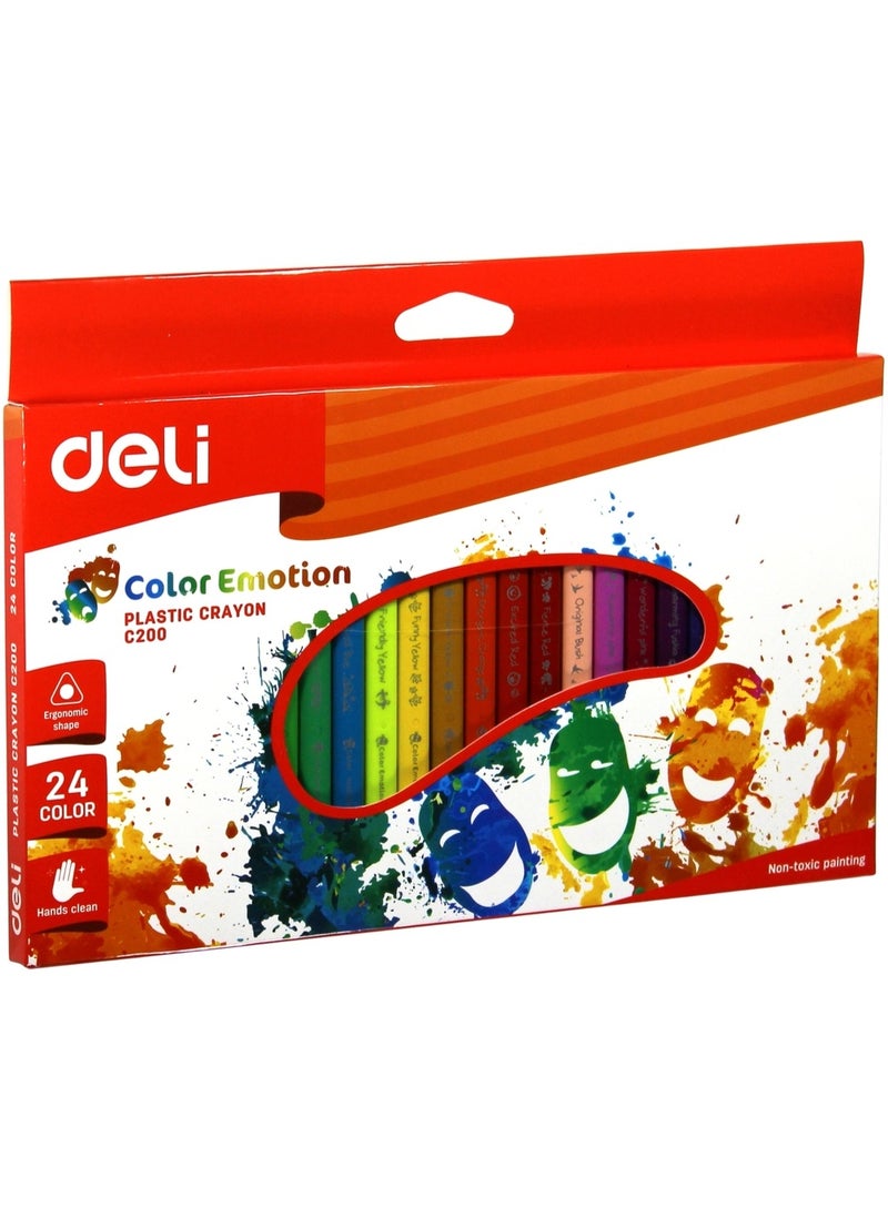 Deli 24-Piece Plastic Crayons Set Multicolour - Image 5
